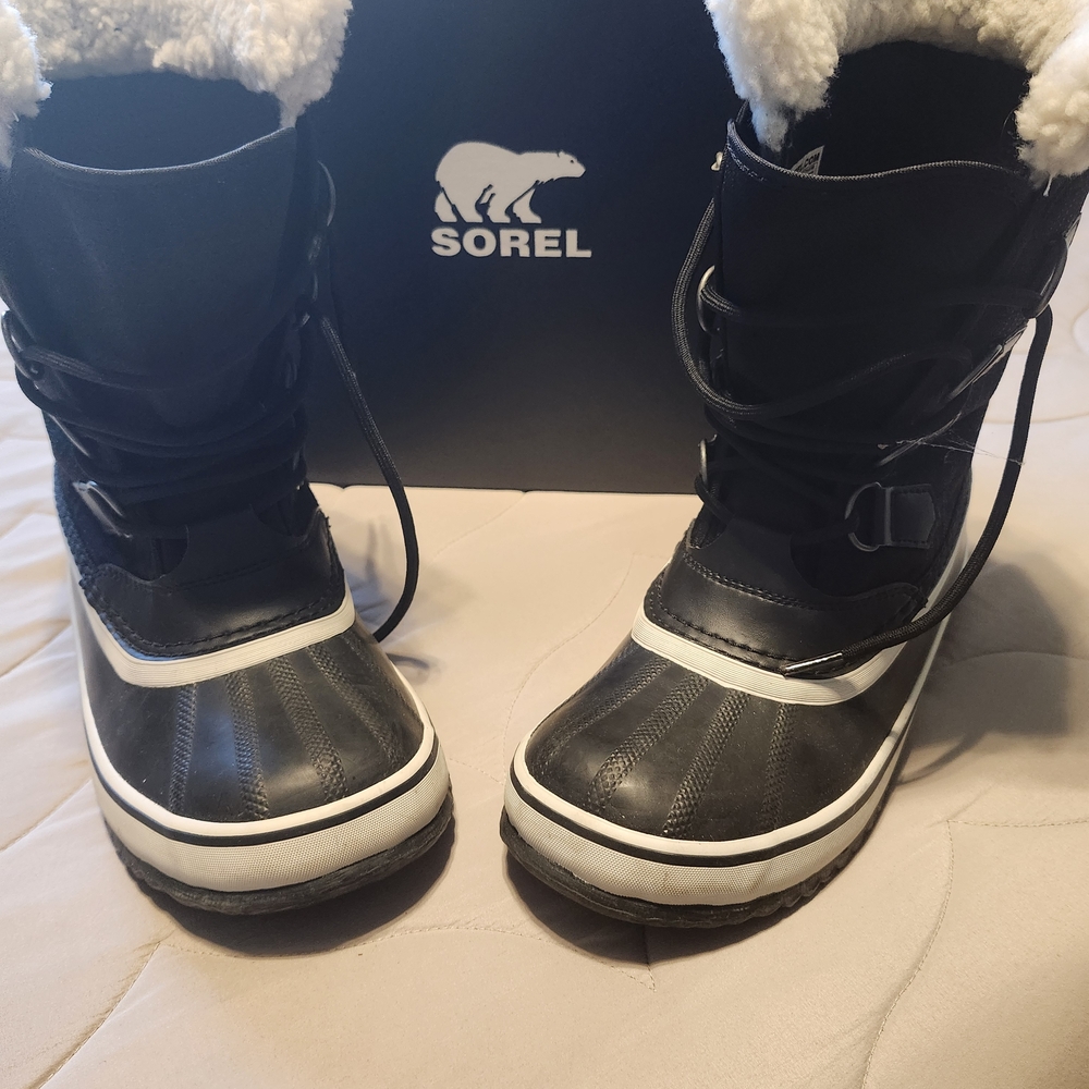 Sorel Black and White Winter Boots